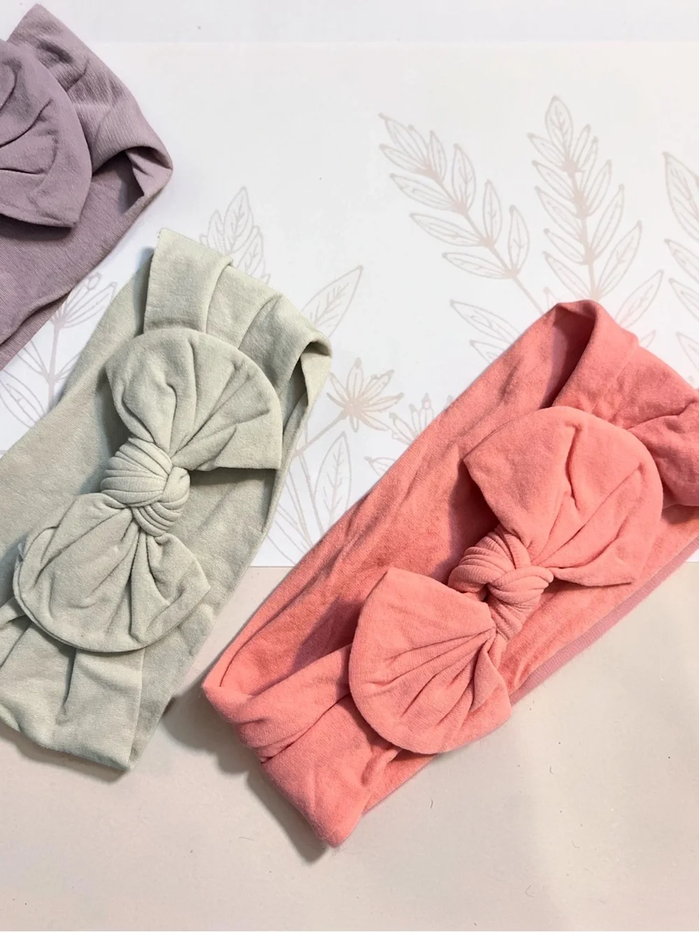 Handmade Baby Bow Headbands 3-Piece Set Pastel